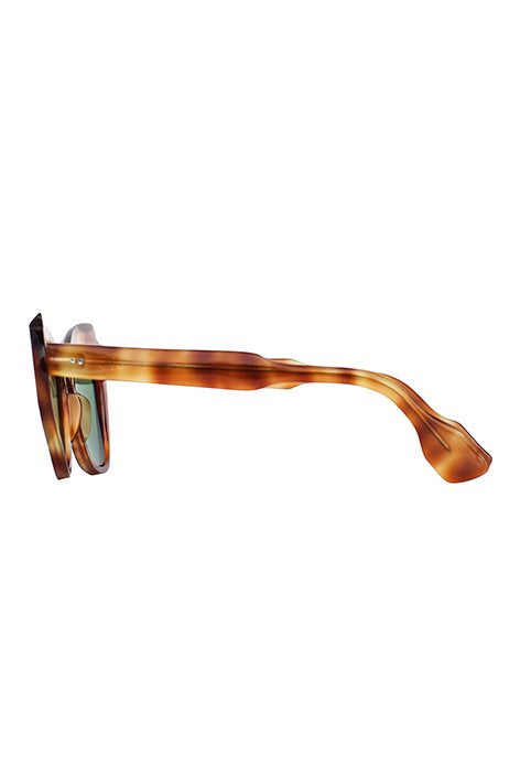 1960s FRANCE VINTAGE EYEGLASS UNUSUAL EDGE HONEY AMBER WITH GLASS LENS  - OPT-122