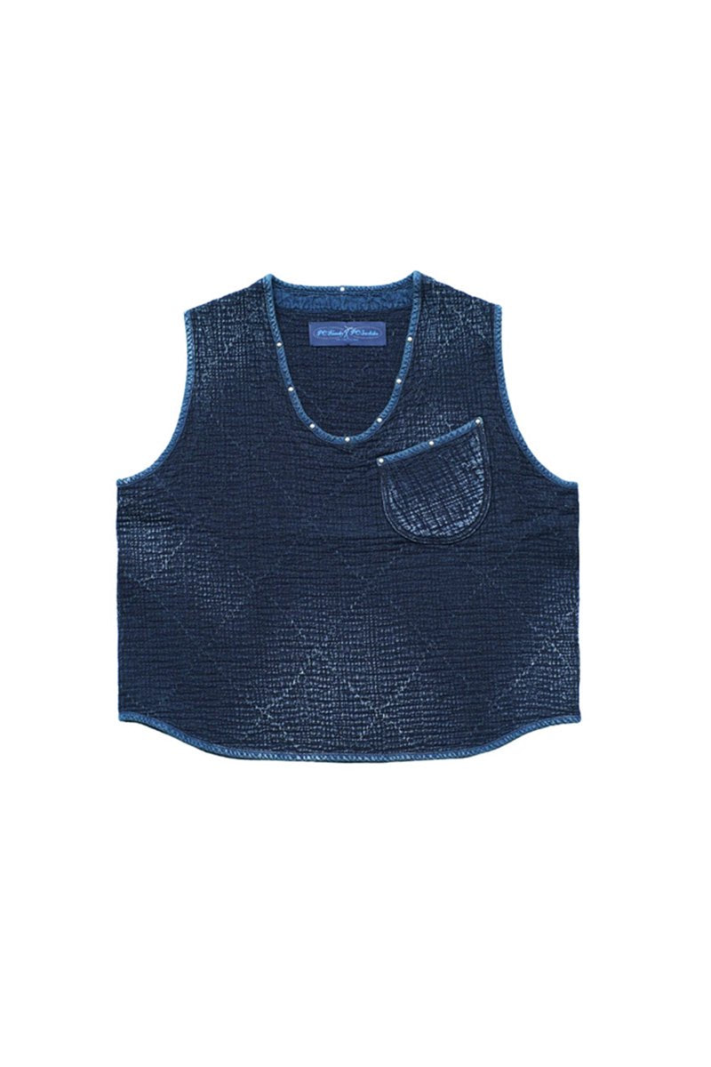 Porter Classic - SASHIKO PULLOVER VEST - BLUE