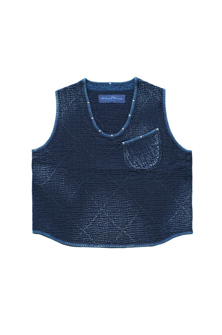 Porter Classic - SASHIKO PULLOVER VEST - BLUE