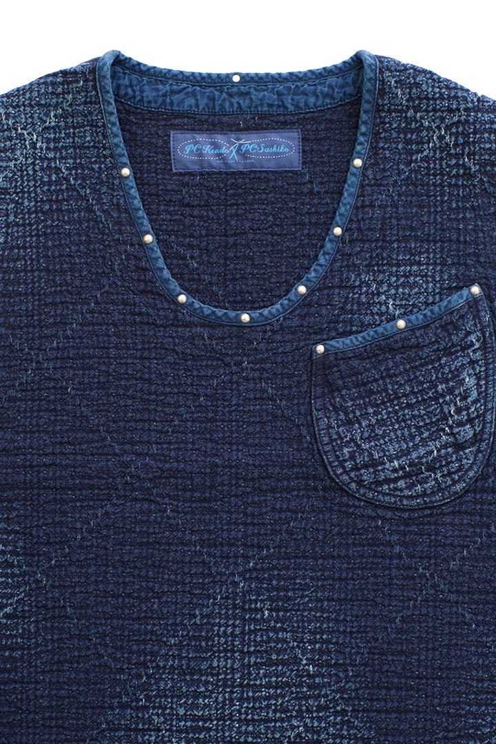 Porter Classic - SASHIKO PULLOVER VEST - BLUE