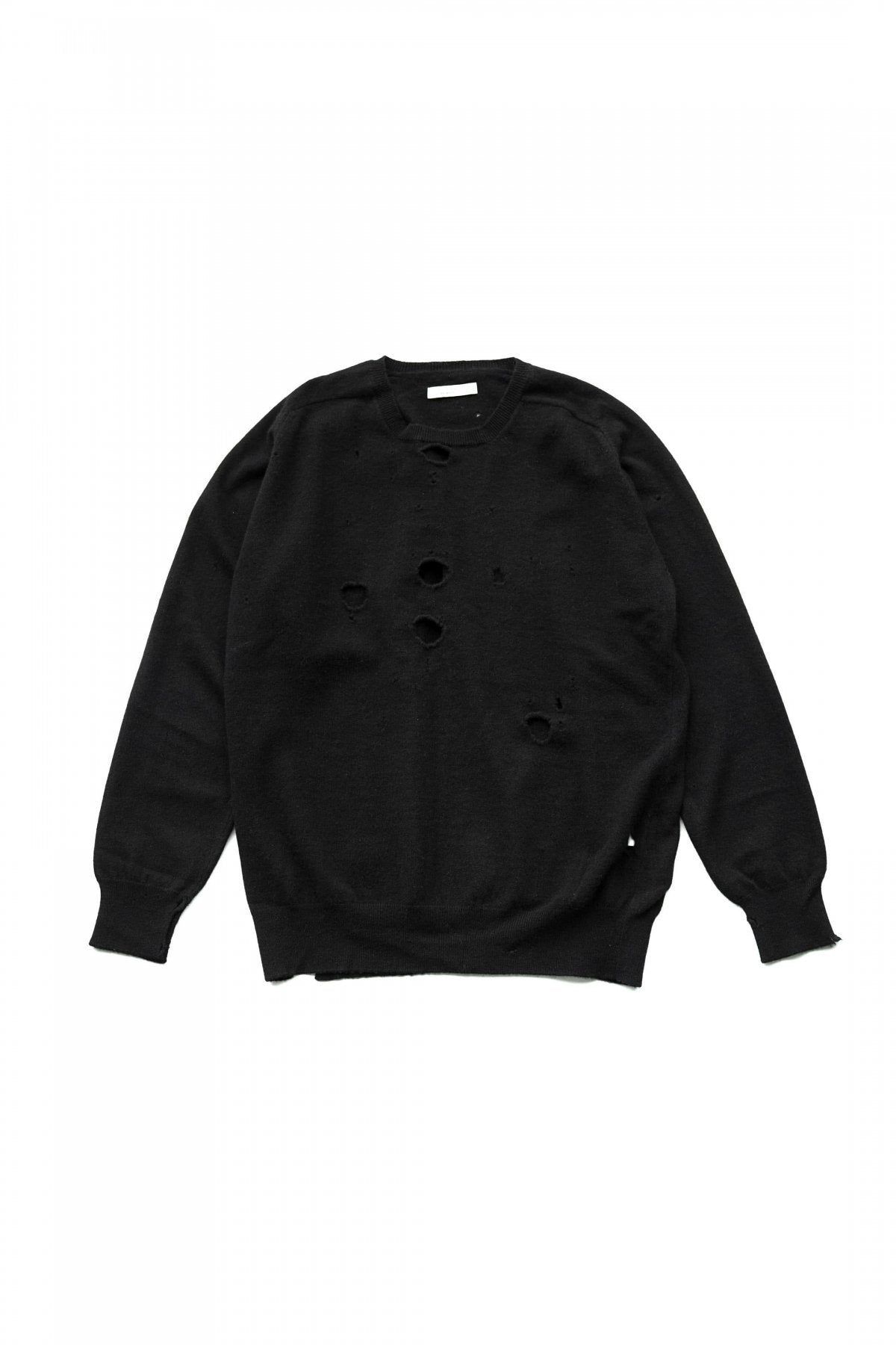 OLD JOE - DISTRESSED RAM WOOL SWEATER - BLACK