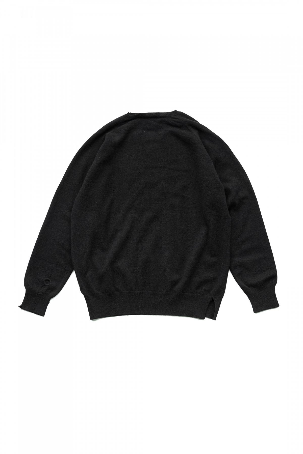 OLD JOE - DISTRESSED RAM WOOL SWEATER - BLACK