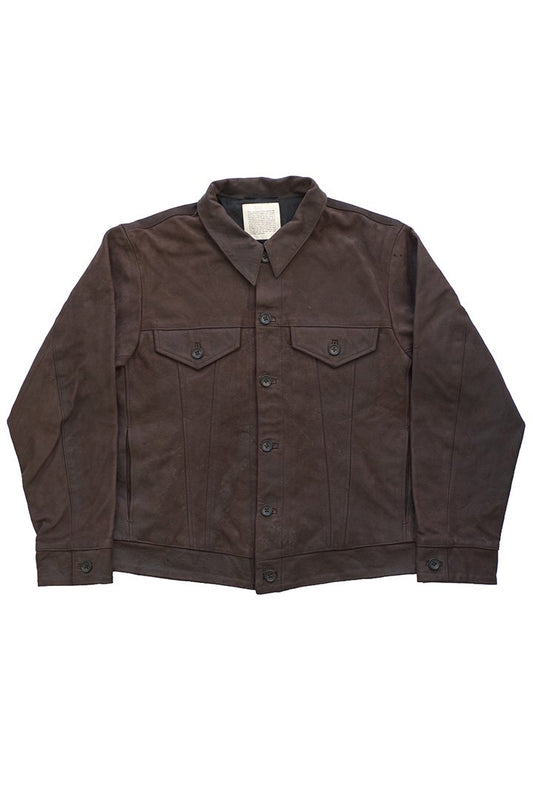 OLD JOE - PRIMITIVE LEATHER SHORT JACKET - BITTER CHOCO