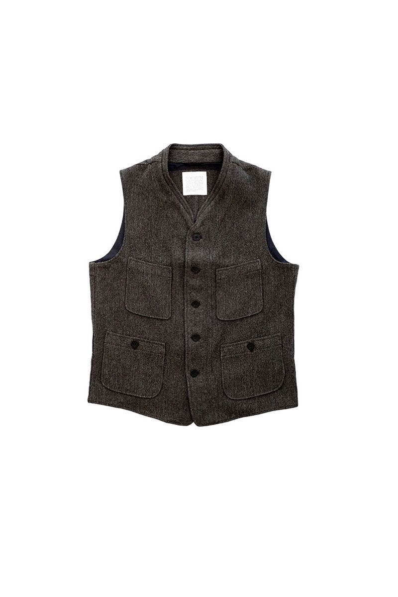 OLD JOE - TWEED SACK VEST - OLIVE LINEN TWEED OX