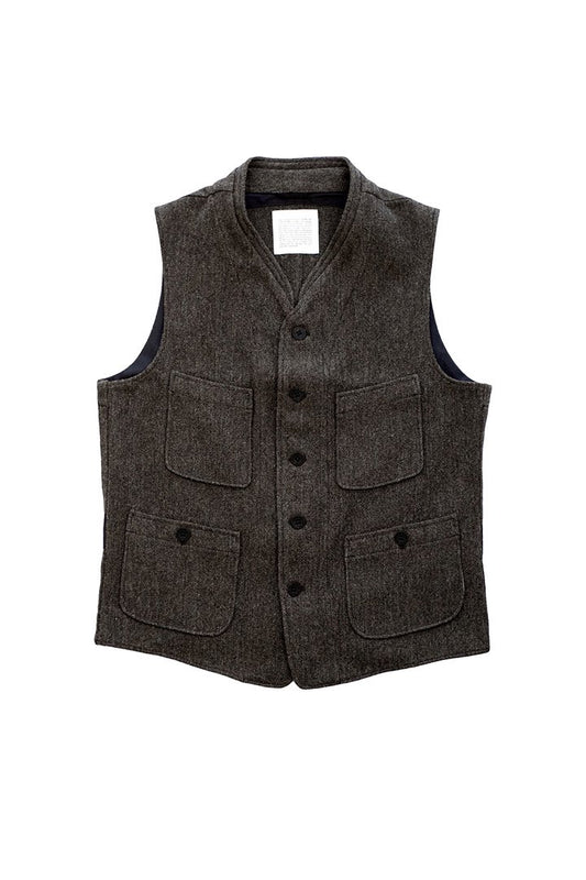 OLD JOE - TWEED SACK VEST - OLIVE LINEN TWEED OX