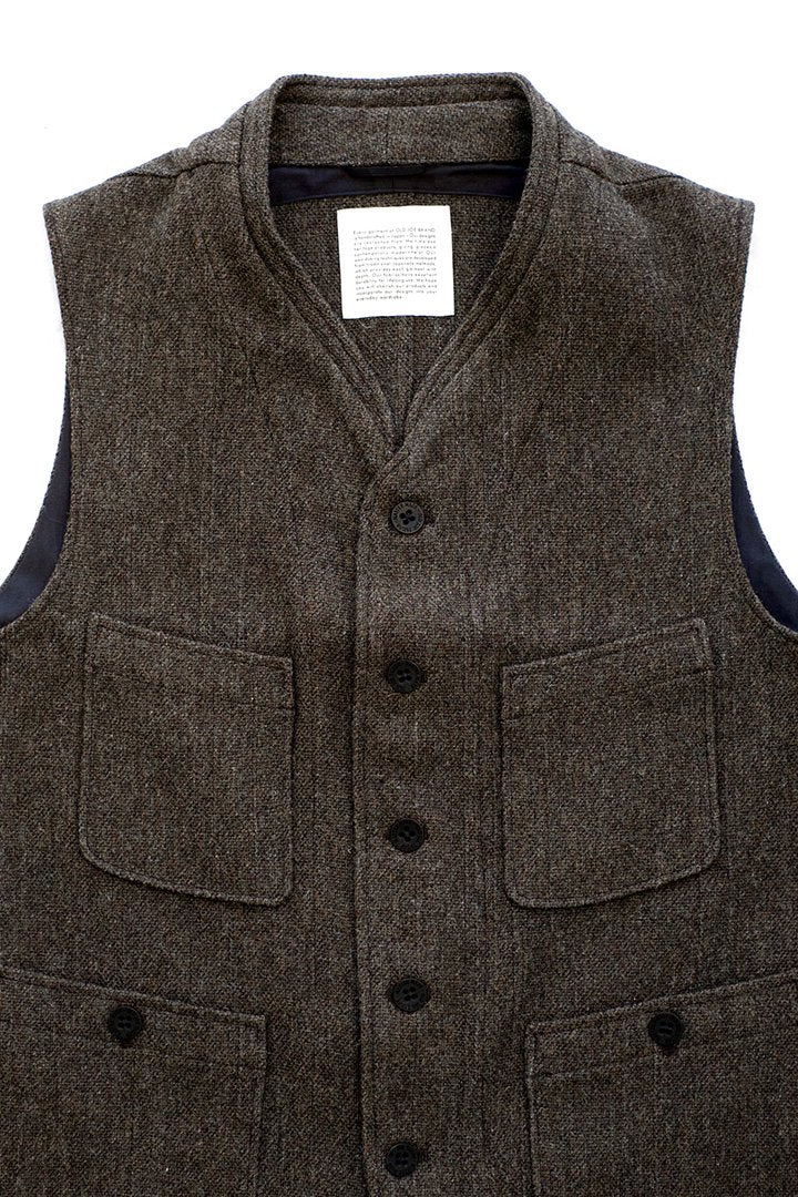 OLD JOE - TWEED SACK VEST - OLIVE LINEN TWEED OX