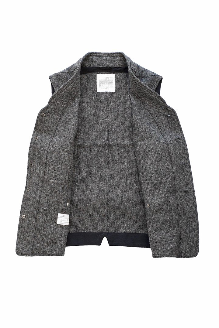 OLD JOE - TWEED SACK VEST - CHARCOAL KEMPY HERRINGBONE