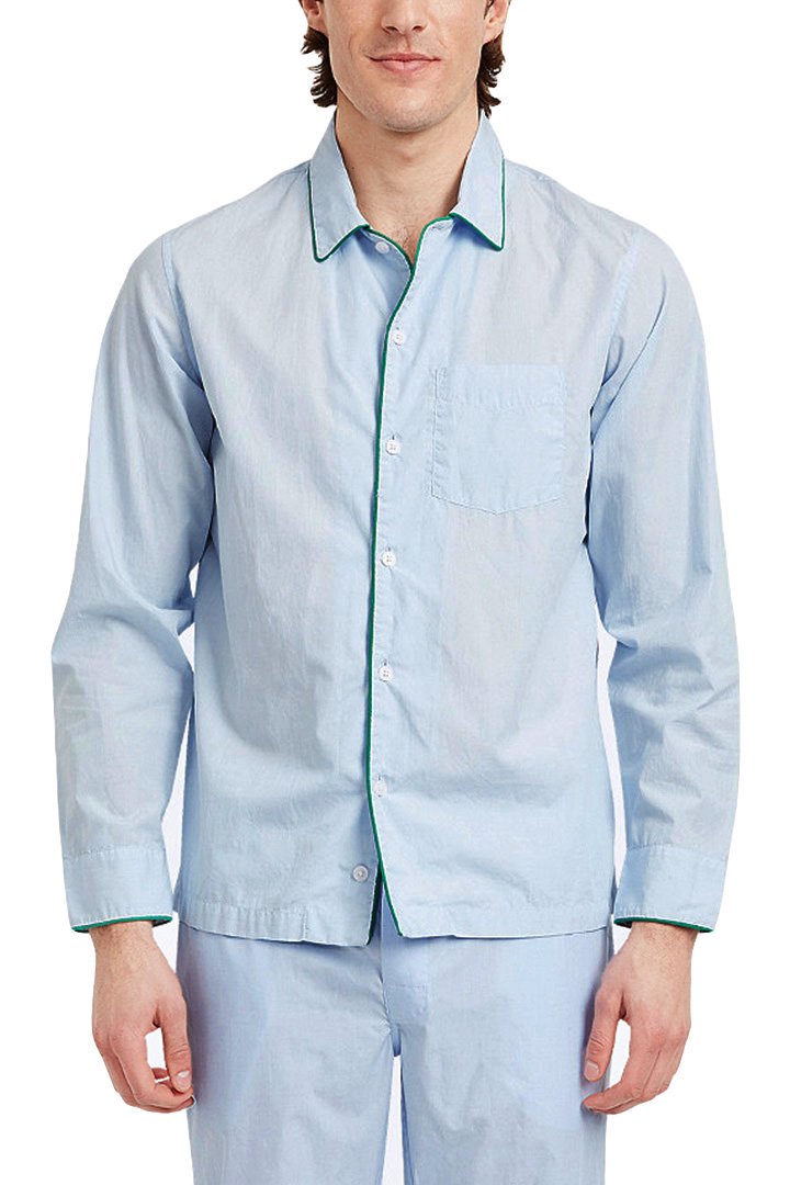 SLEEPY JONES - HENRY PAJAMA SHIRT -END ON END BLUE