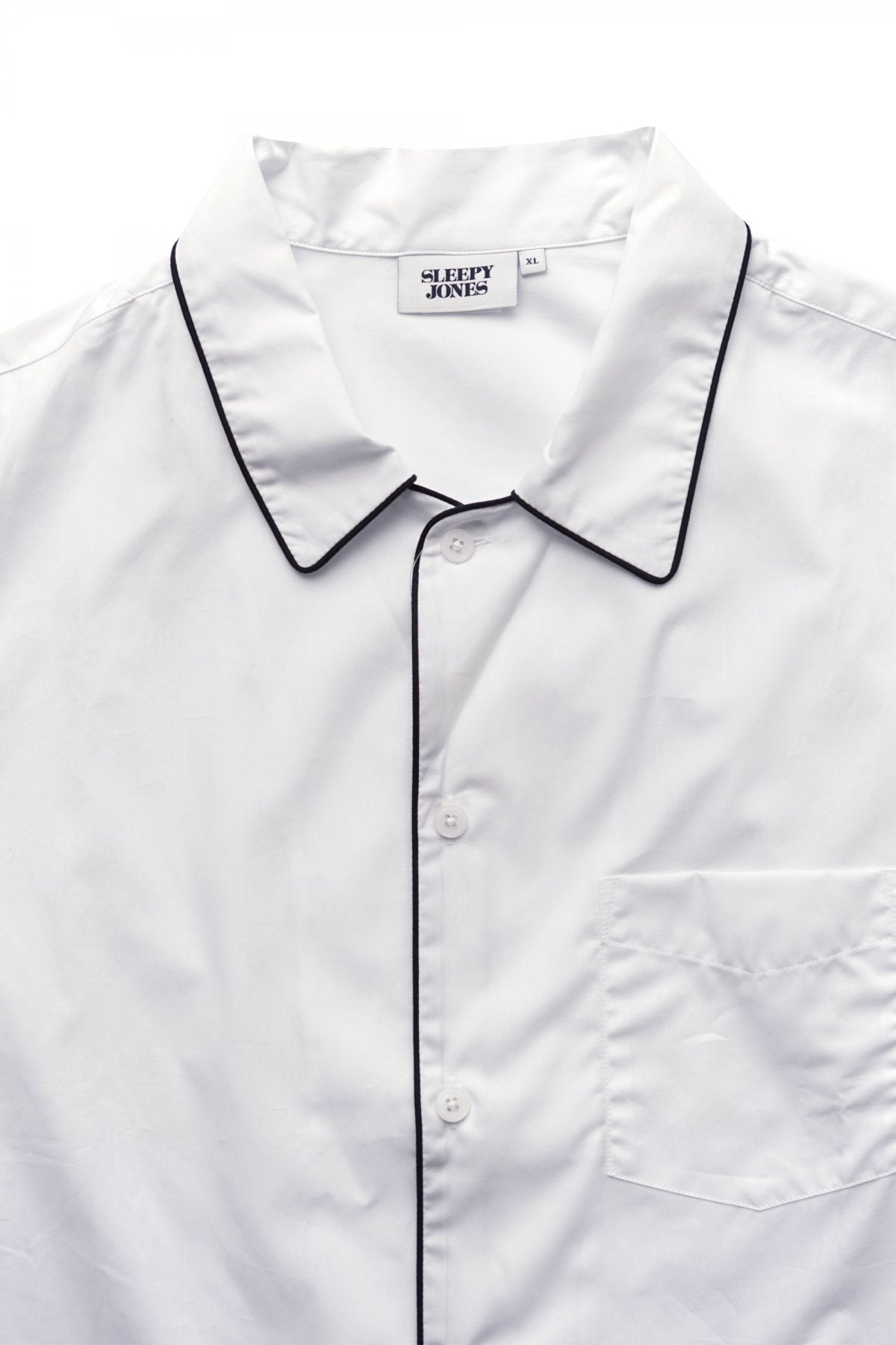 SLEEPY JONES - HENRY PAJAMA SHIRT -END ON END WHITE