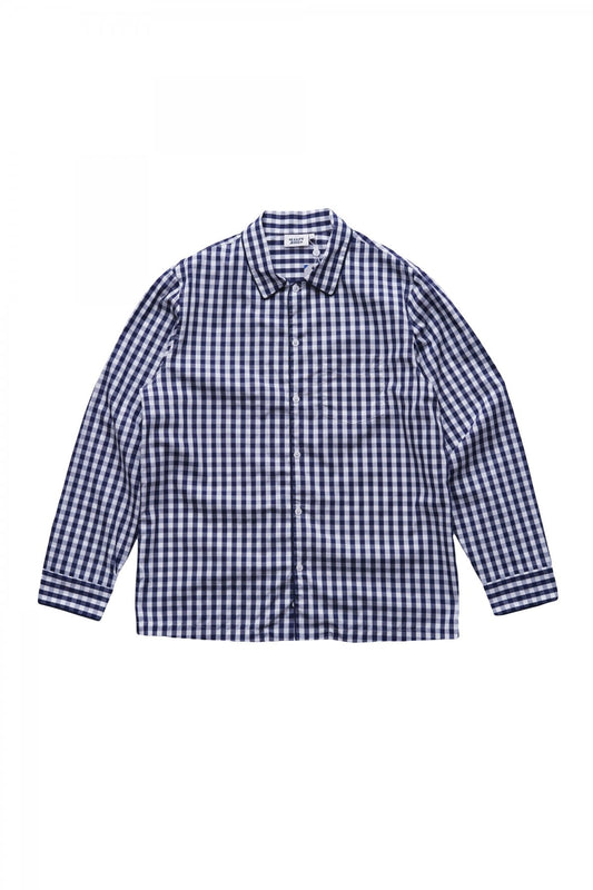 SLEEPY JONES - HENRY PAJAMA SHIRT -LARGE GINGHAM NAVY