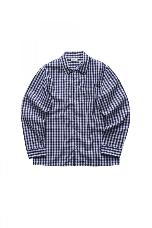 SLEEPY JONES - HENRY PAJAMA SHIRT -LARGE GINGHAM NAVY