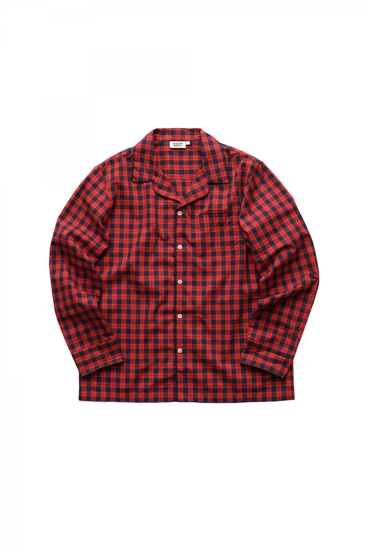 SLEEPY JONES - HENRY PAJAMA SHIRT -WASHED PLAID RED GINGHAM