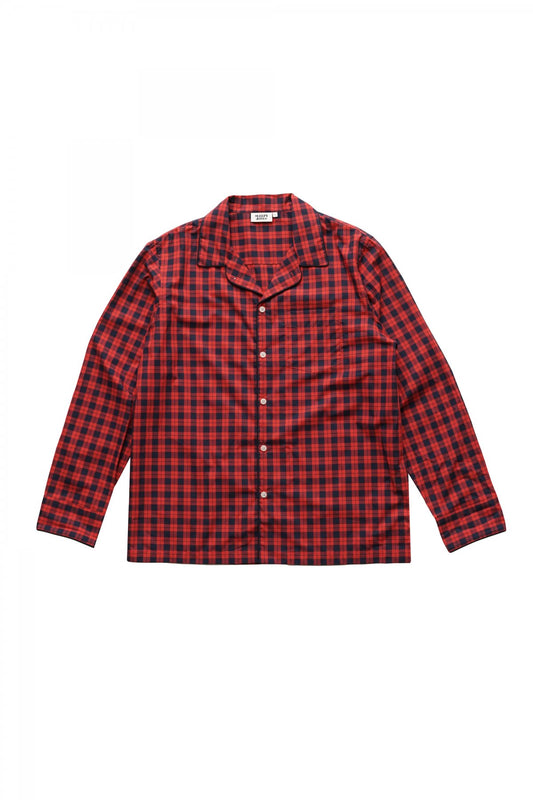 SLEEPY JONES - HENRY PAJAMA SHIRT -WASHED PLAID RED GINGHAM