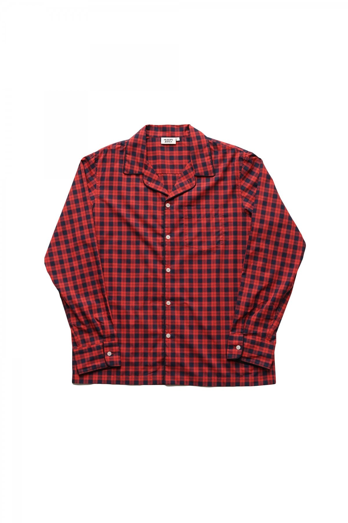 SLEEPY JONES - HENRY PAJAMA SHIRT -WASHED PLAID RED GINGHAM