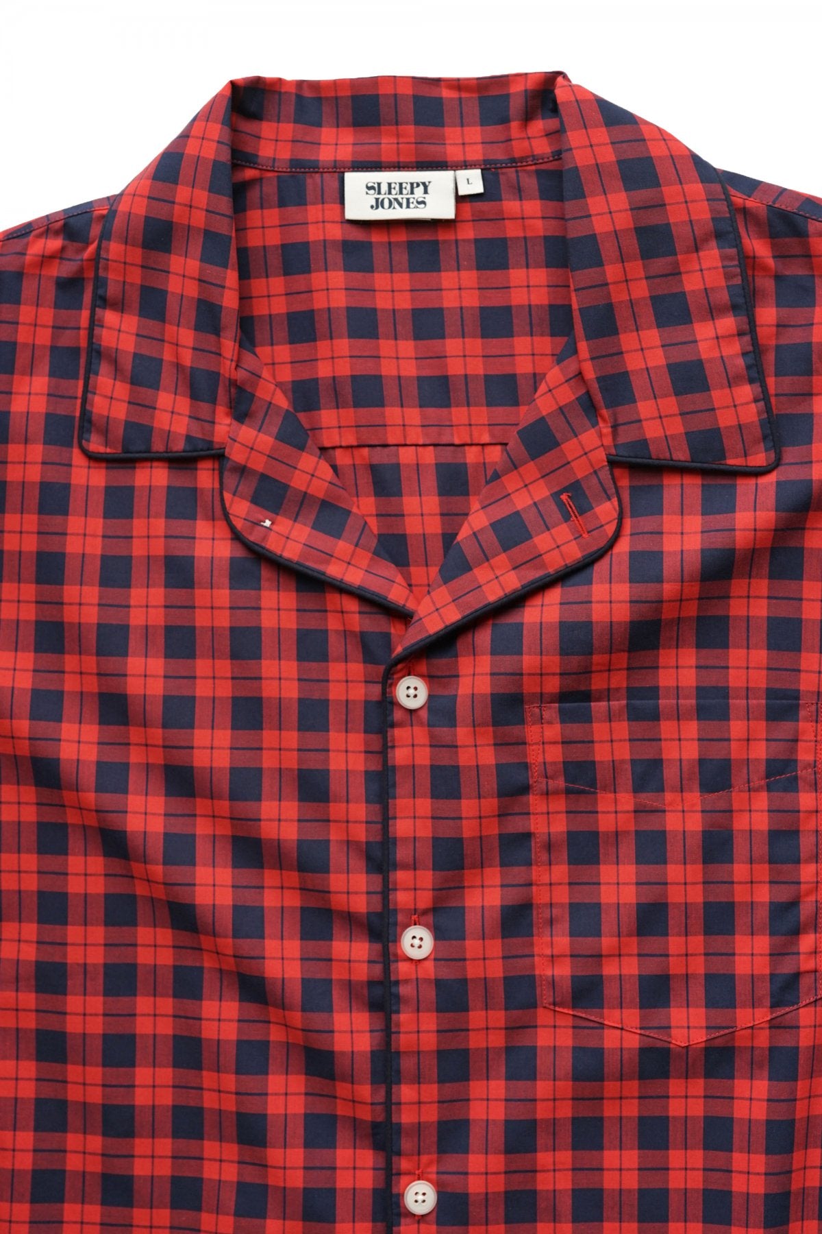 SLEEPY JONES - HENRY PAJAMA SHIRT -WASHED PLAID RED GINGHAM