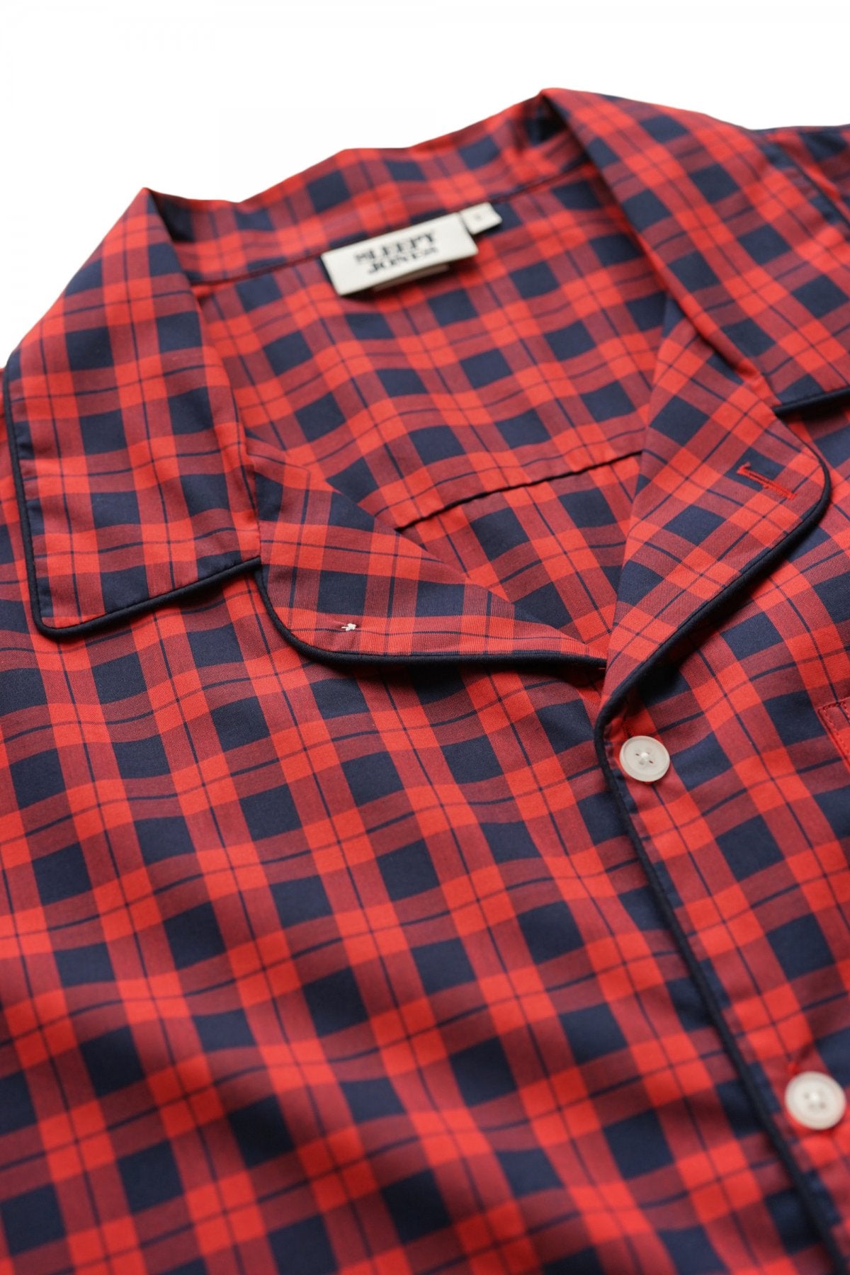 SLEEPY JONES - HENRY PAJAMA SHIRT -WASHED PLAID RED GINGHAM