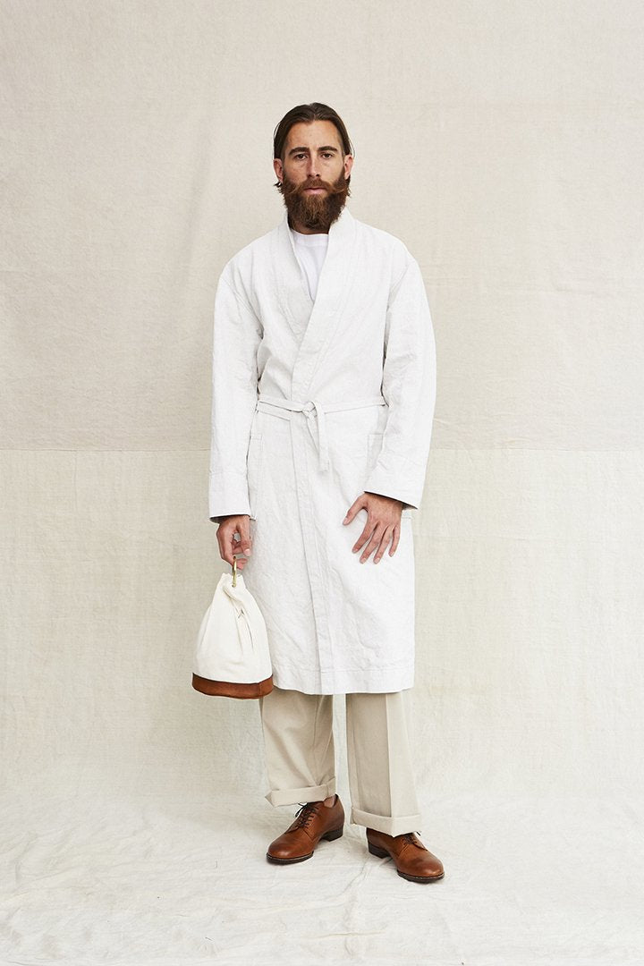 OLD JOE - SHAWL COLLAR WRAPPED CHORE COAT - WHITE CANVAS