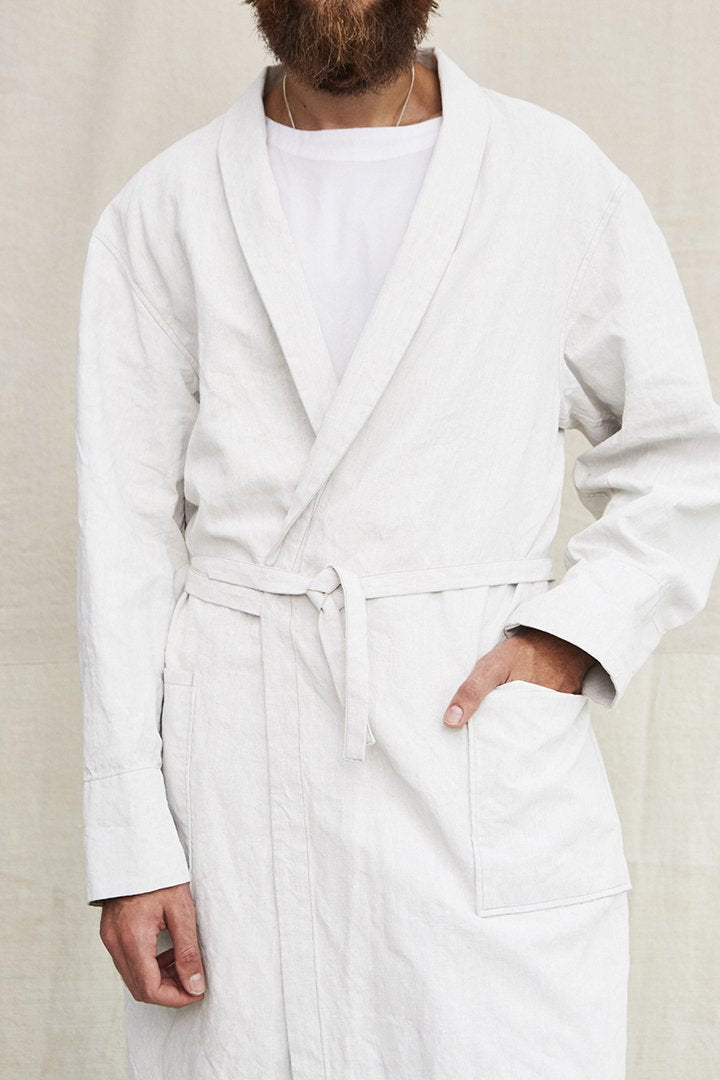 OLD JOE - SHAWL COLLAR WRAPPED CHORE COAT - WHITE CANVAS