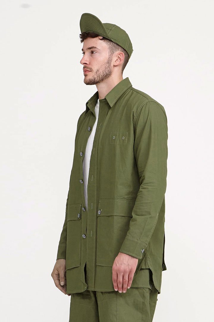 NIGEL CABOURN - LYBRO MOUNTAIN DIV BIG SHIRT-OLIVE