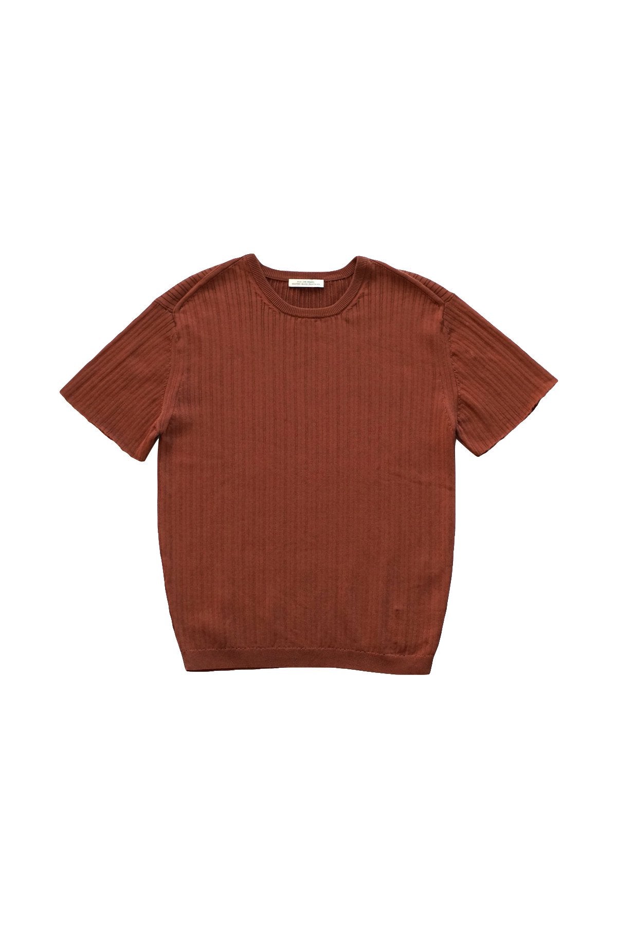 OLD JOE - FINE GAUGE DROP NEEDLE SWEATER SHORT - TERRA COTTA BROWN