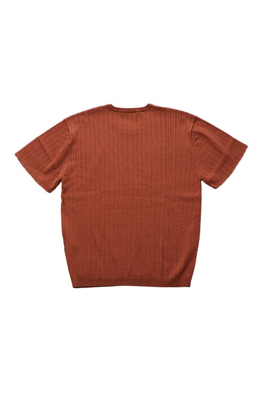 OLD JOE - FINE GAUGE DROP NEEDLE SWEATER SHORT - TERRA COTTA BROWN