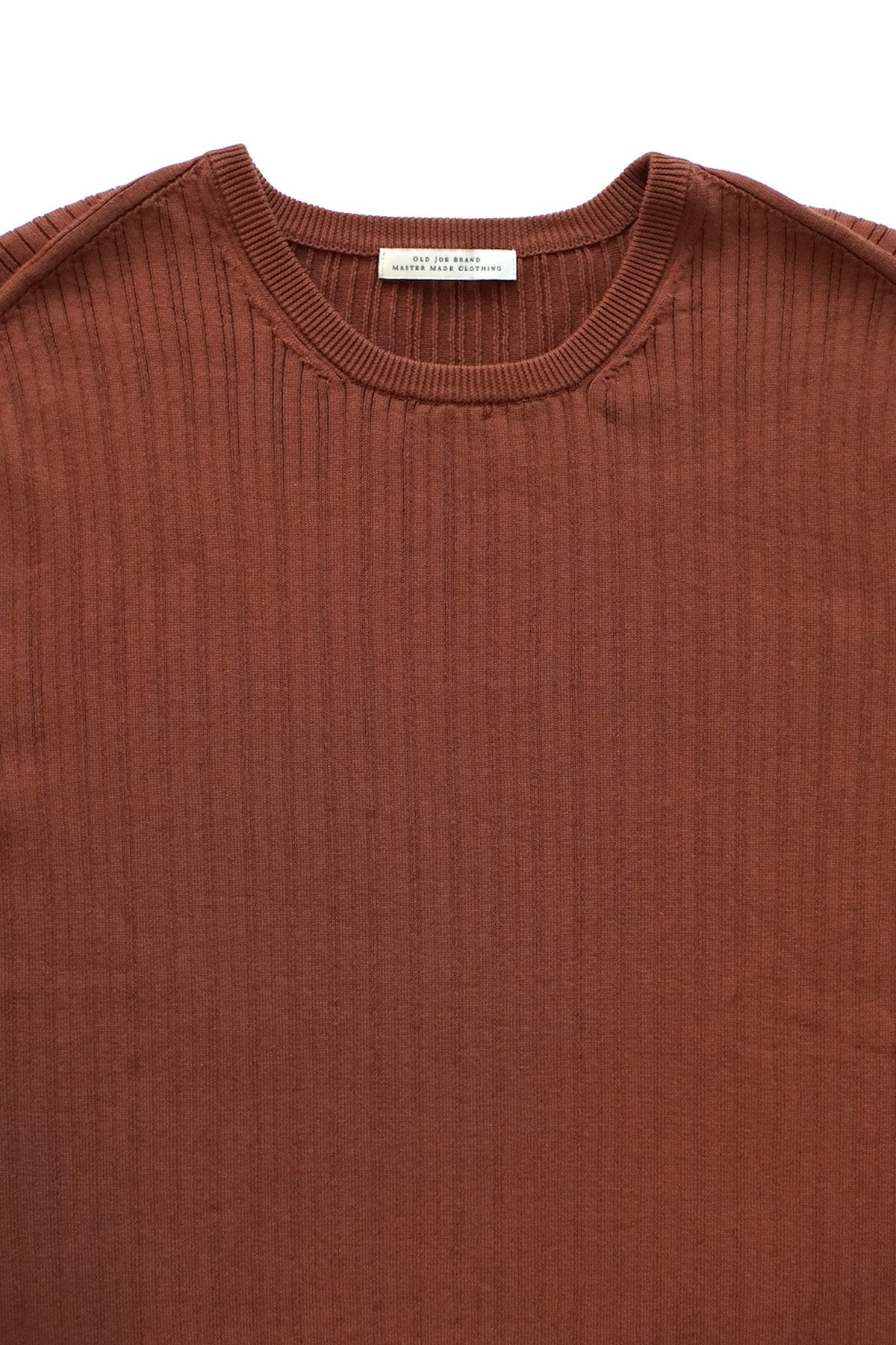 OLD JOE - FINE GAUGE DROP NEEDLE SWEATER SHORT - TERRA COTTA BROWN