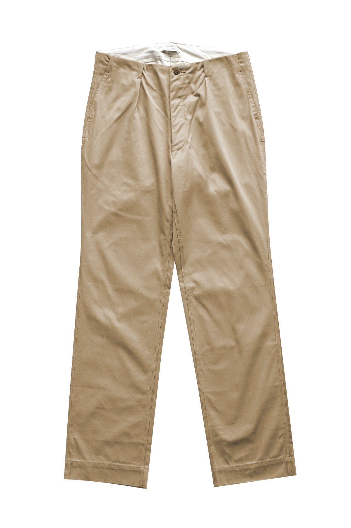 OLD JOE - HIDDEN BELT LOOP PLEATED KHAKI TROUSER - KHAKI BEIGE