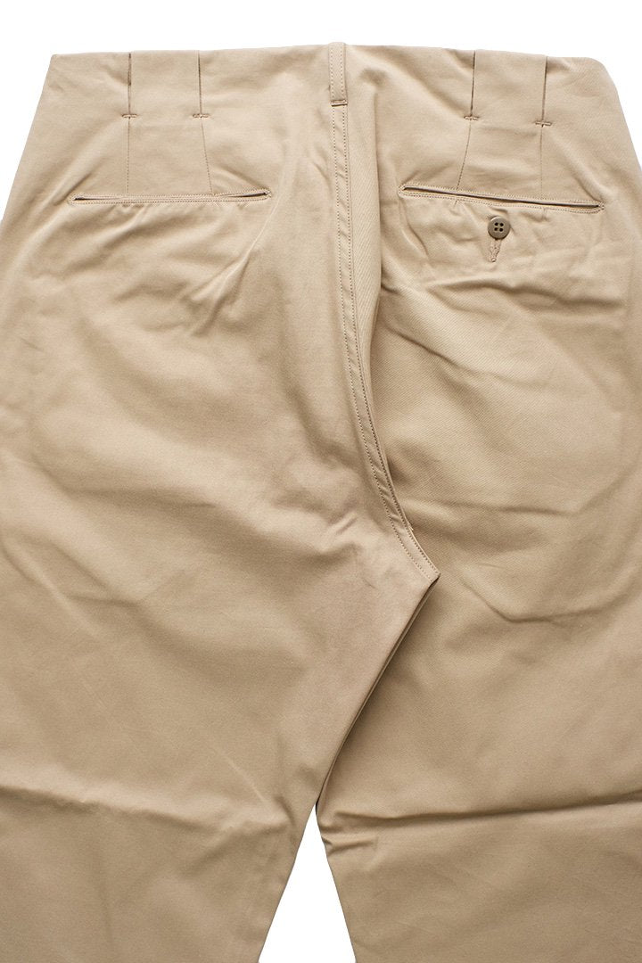 OLD JOE - HIDDEN BELT LOOP PLEATED KHAKI TROUSER - KHAKI BEIGE