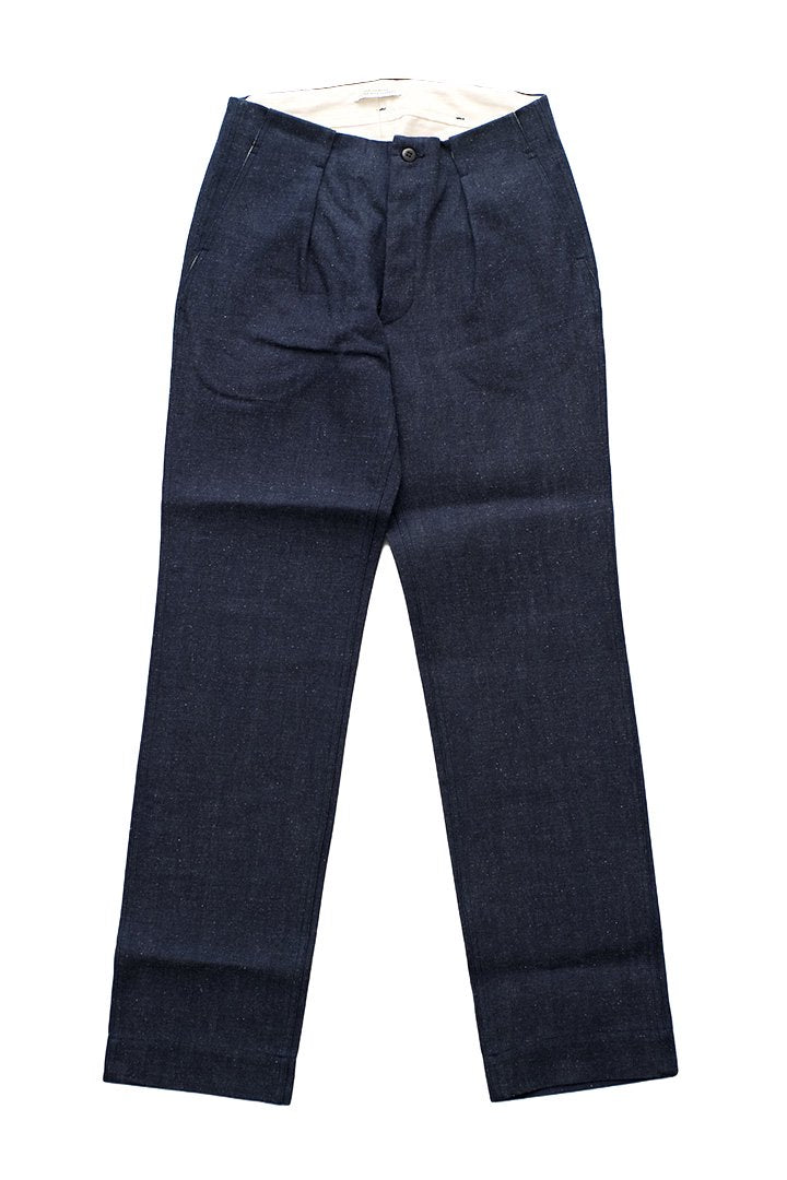 OLD JOE - HIDDEN BELT LOOP PLEATED KHAKI TROUSER - NEP INDIGO