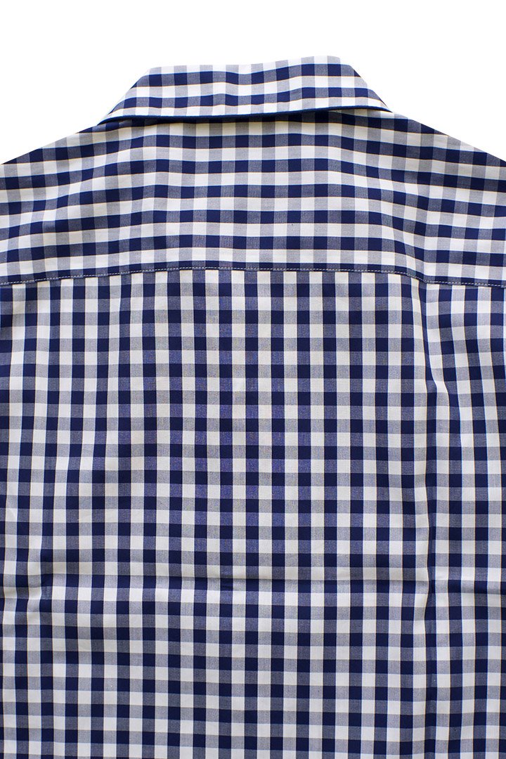 SLEEPY JONES - SHORT SLEEVE HENRY PAJAMA SHIRT -LARGE GINGHAM NAVY