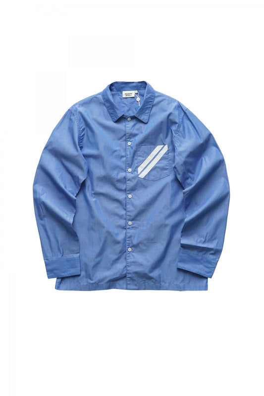 SLEEPY JONES - HENRY TRAINER SHIRT - POPLIN BLUE