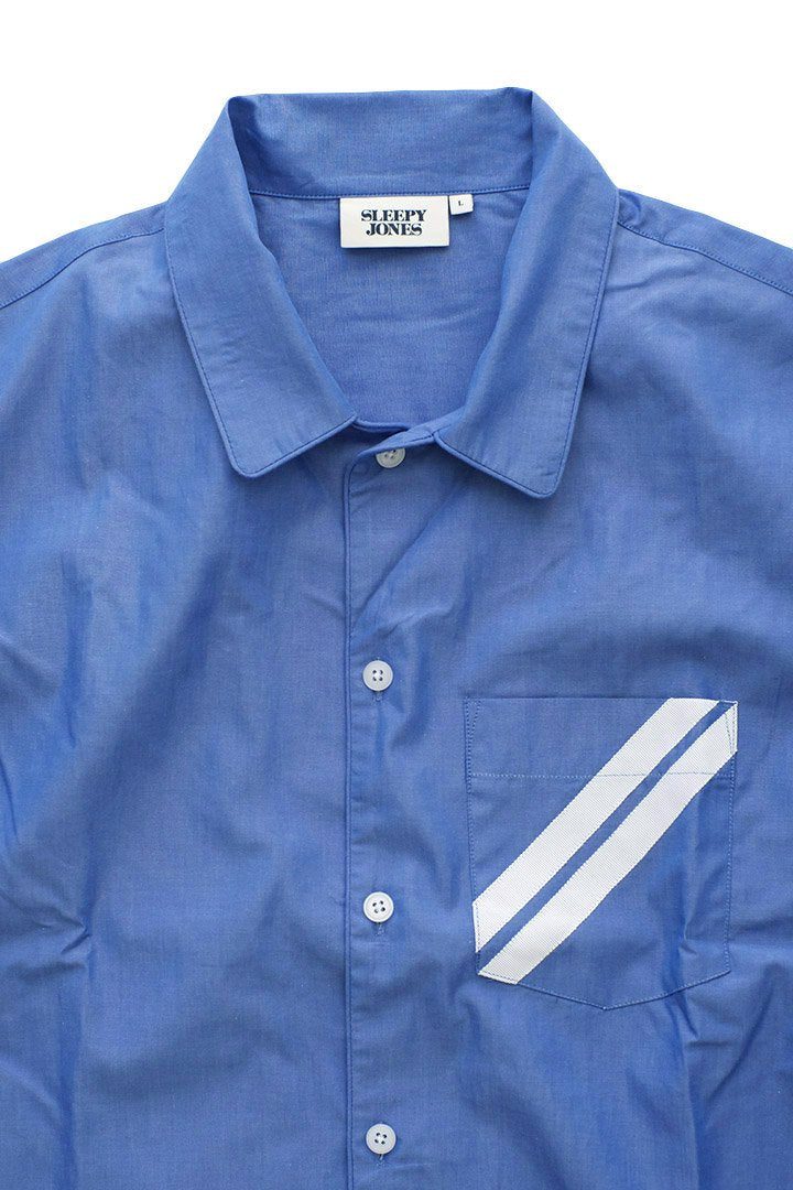 SLEEPY JONES - HENRY TRAINER SHIRT - POPLIN BLUE