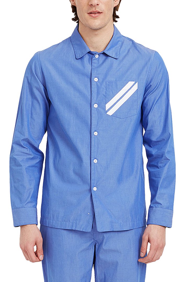 SLEEPY JONES - HENRY TRAINER SHIRT - POPLIN BLUE