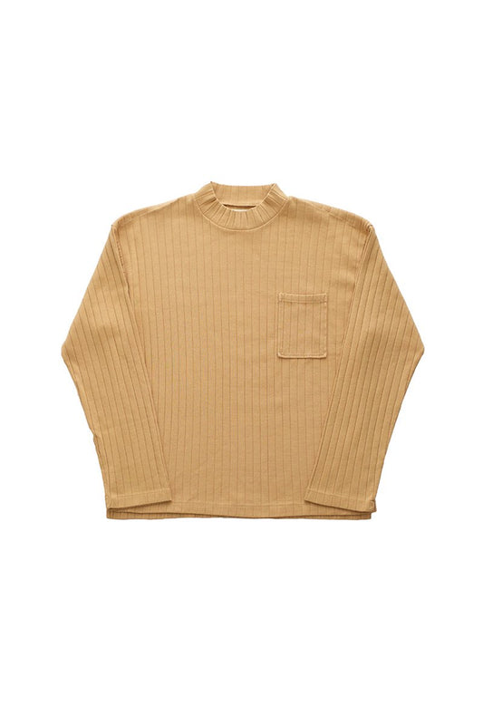 OLD JOE - DROP NEEDLE MOCK NECK PULLOVER - MANDARINE