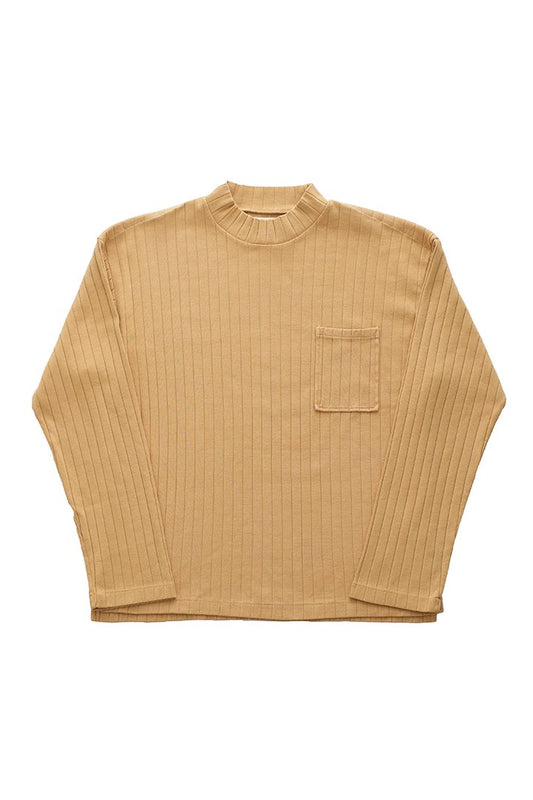 OLD JOE - DROP NEEDLE MOCK NECK PULLOVER - MANDARINE