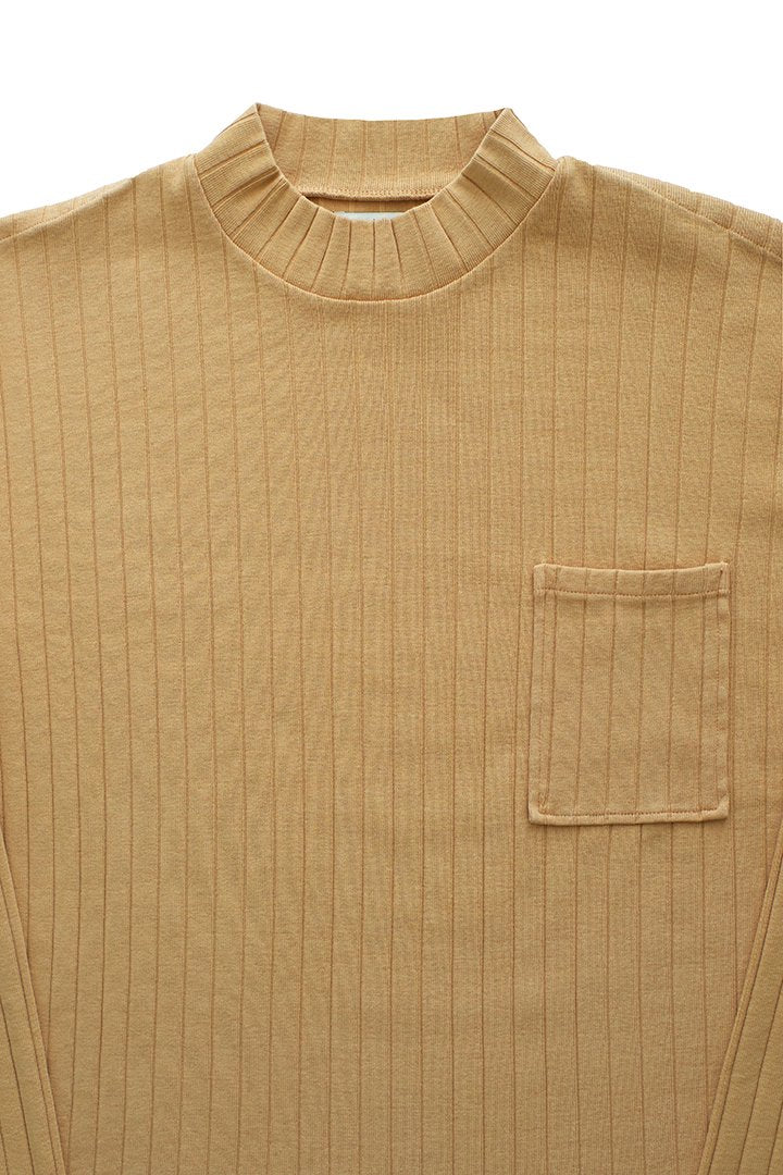 OLD JOE - DROP NEEDLE MOCK NECK PULLOVER - MANDARINE