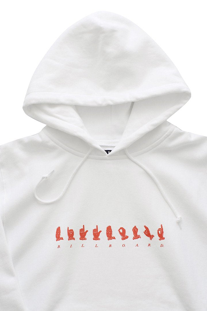 BILLBOARD - HOODED SWEAT "HAND SIGN LANGUAGE" - WHITE