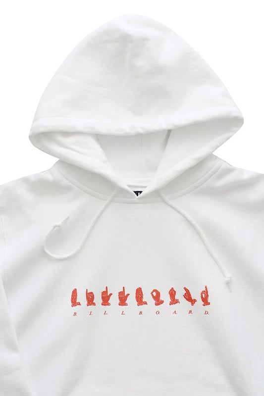 BILLBOARD - HOODED SWEAT "HAND SIGN LANGUAGE" - WHITE