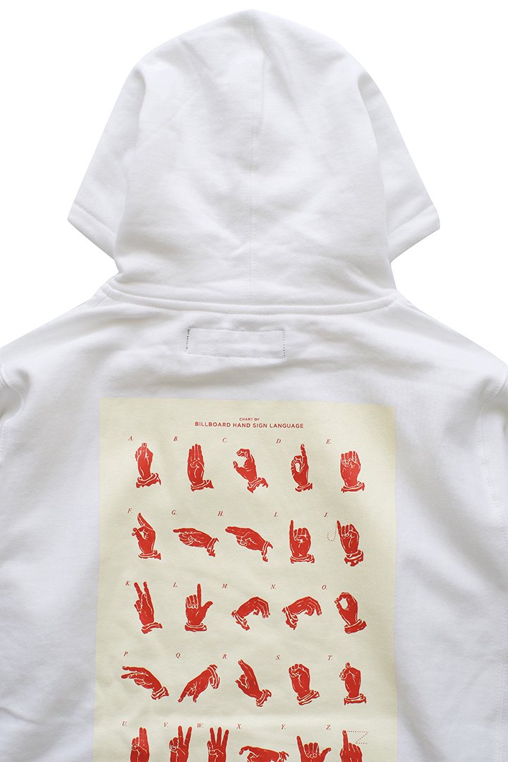 BILLBOARD - HOODED SWEAT "HAND SIGN LANGUAGE" - WHITE