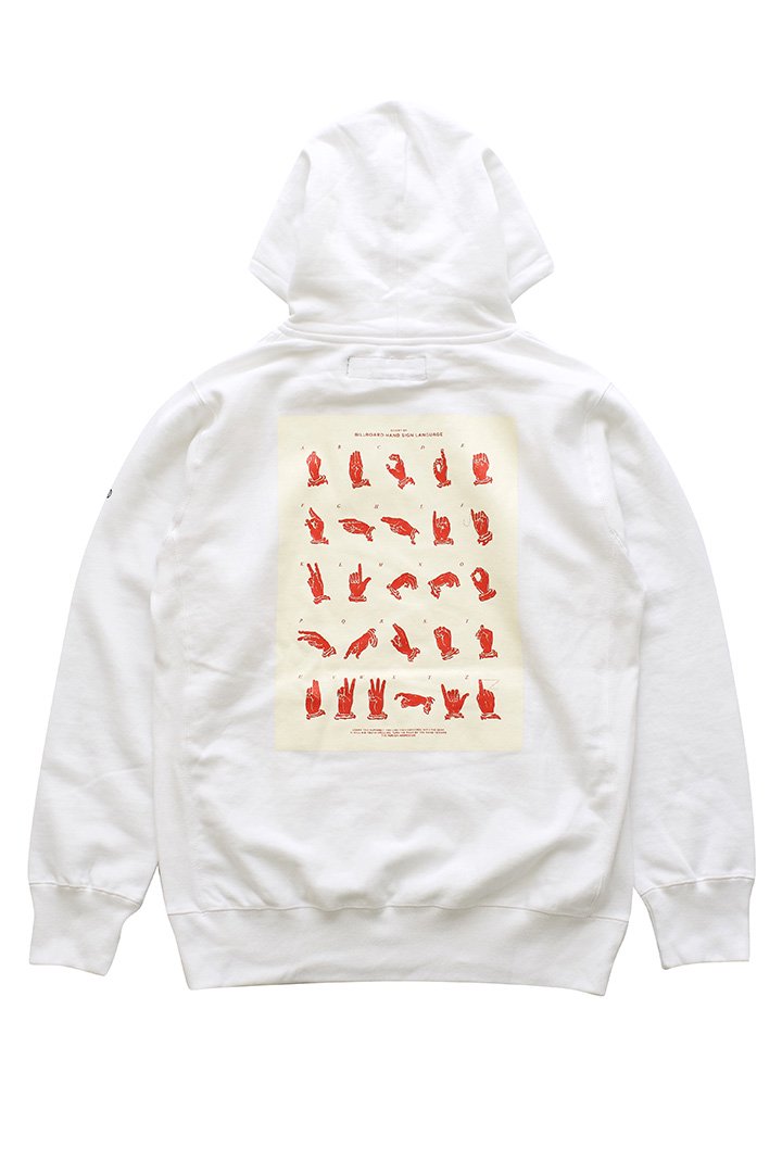 BILLBOARD - HOODED SWEAT "HAND SIGN LANGUAGE" - WHITE