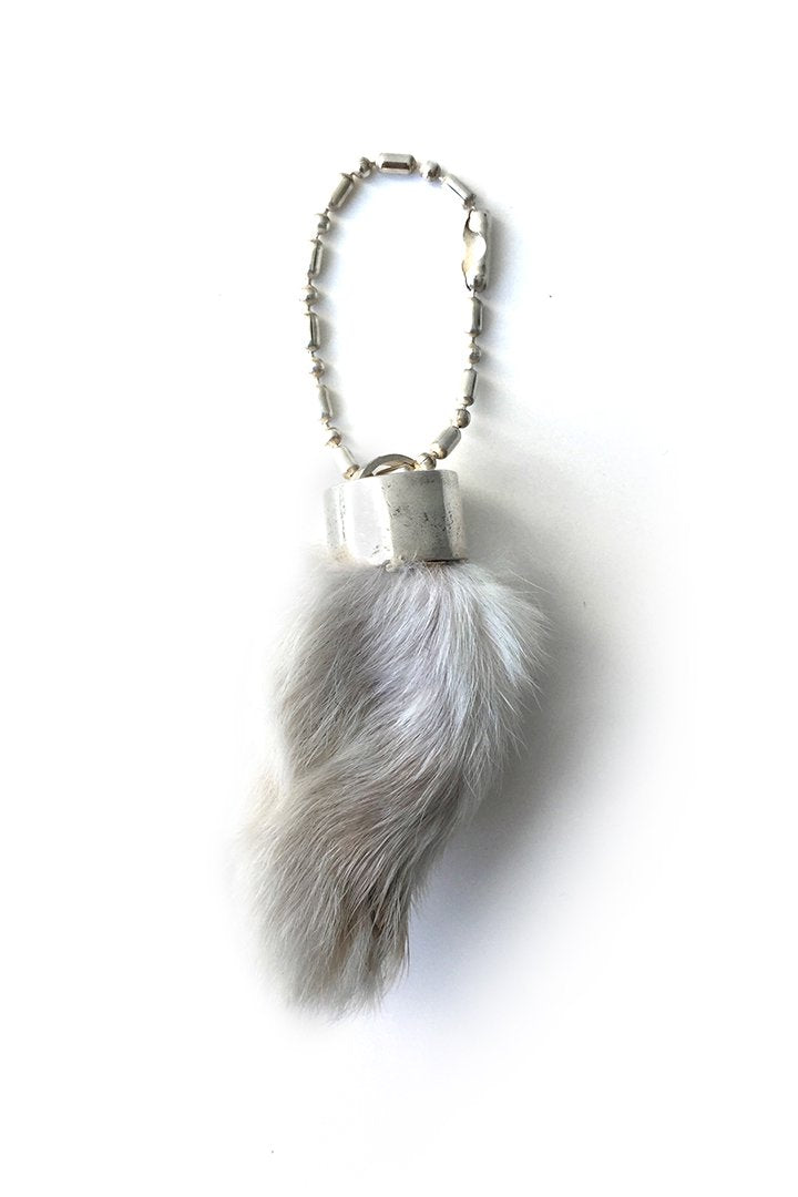 OLD JOE - RABBIT FOOT CHARM - WHITE HAIR