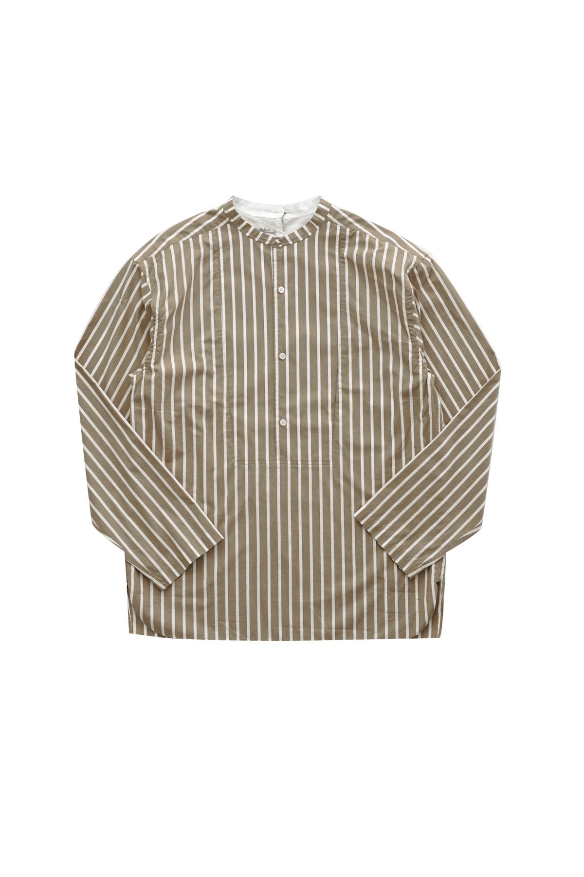 OLD JOE - BACK-PLACKET BAND COLLER SHIRTS - BISQUE STRIPE