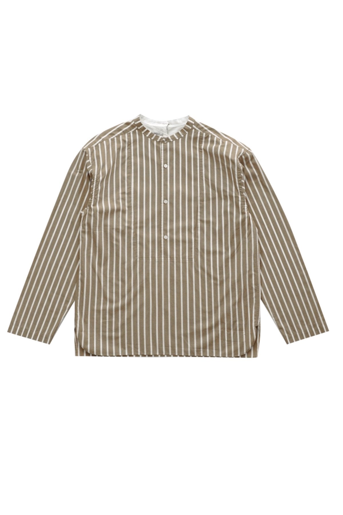 OLD JOE - BACK-PLACKET BAND COLLER SHIRTS - BISQUE STRIPE