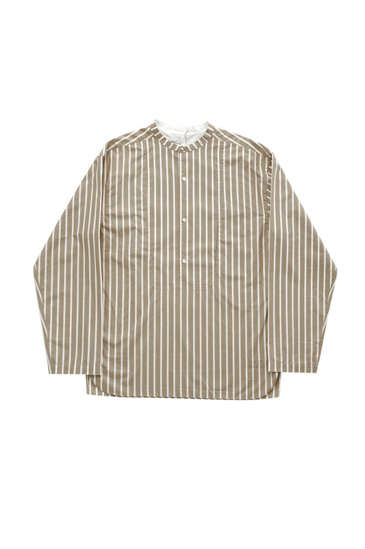 OLD JOE - BACK-PLACKET BAND COLLER SHIRTS - BISQUE STRIPE