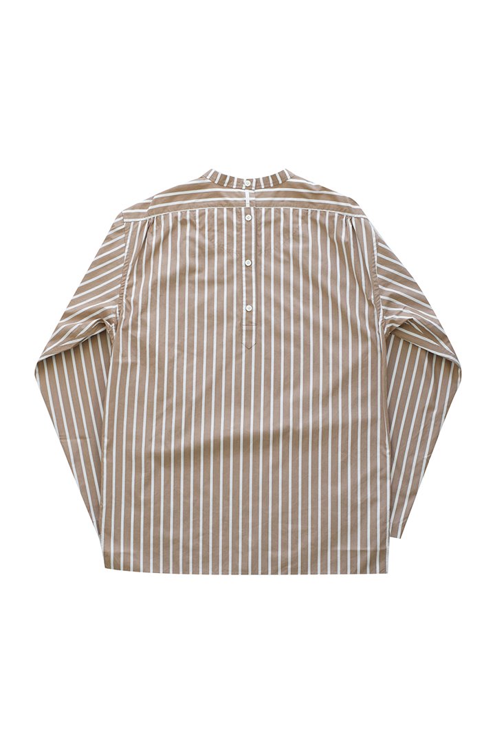 OLD JOE - BACK-PLACKET BAND COLLER SHIRTS - BISQUE STRIPE