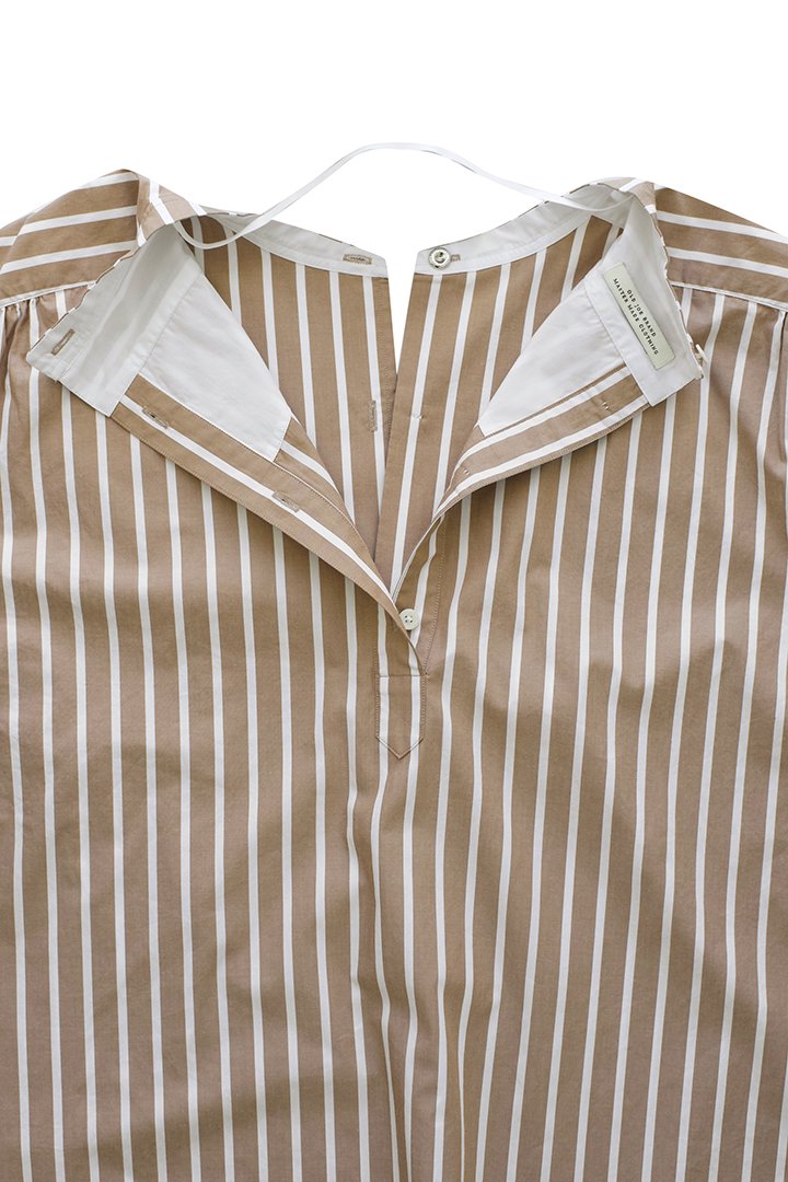 OLD JOE - BACK-PLACKET BAND COLLER SHIRTS - BISQUE STRIPE