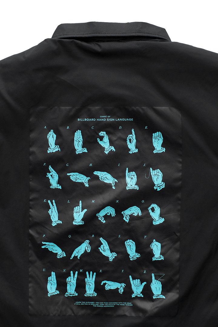 BILLBOARD - COACH JACKET "HAND SIGN LANGUAGE" - BLACK