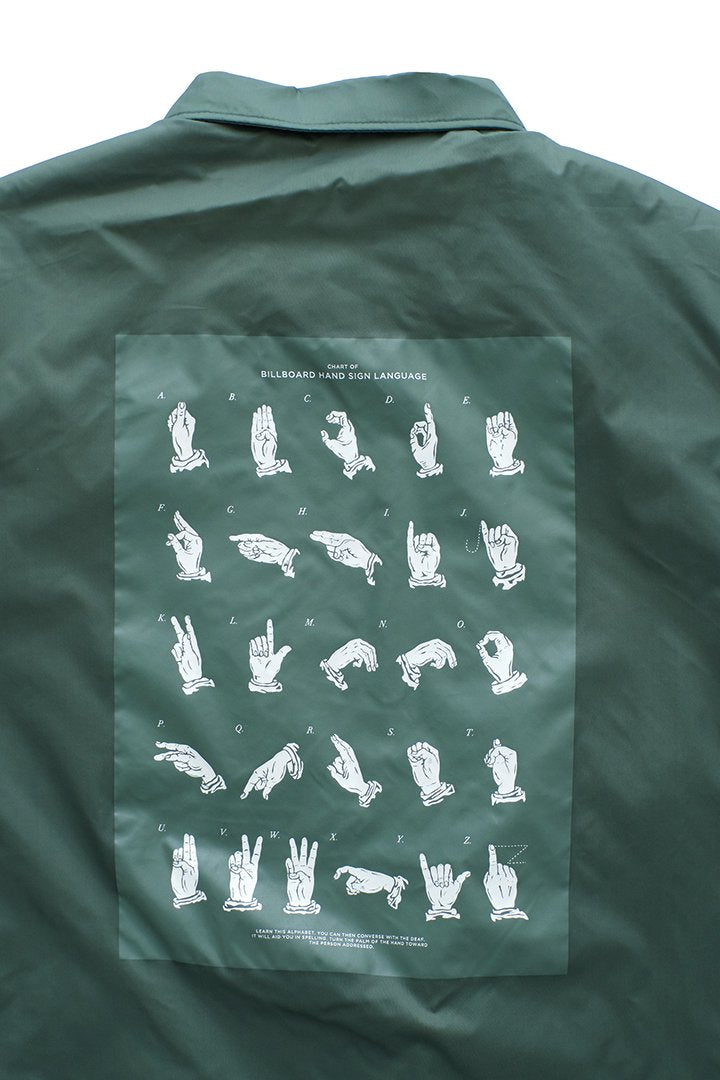 BILLBOARD - COACH JACKET "HAND SIGN LANGUAGE" - DARK GREEN