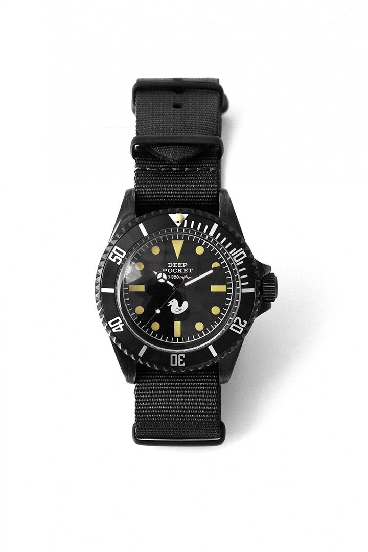 DEEP POCKET / DIVER'S WATCH ( Black Paint ) NYLON BELT