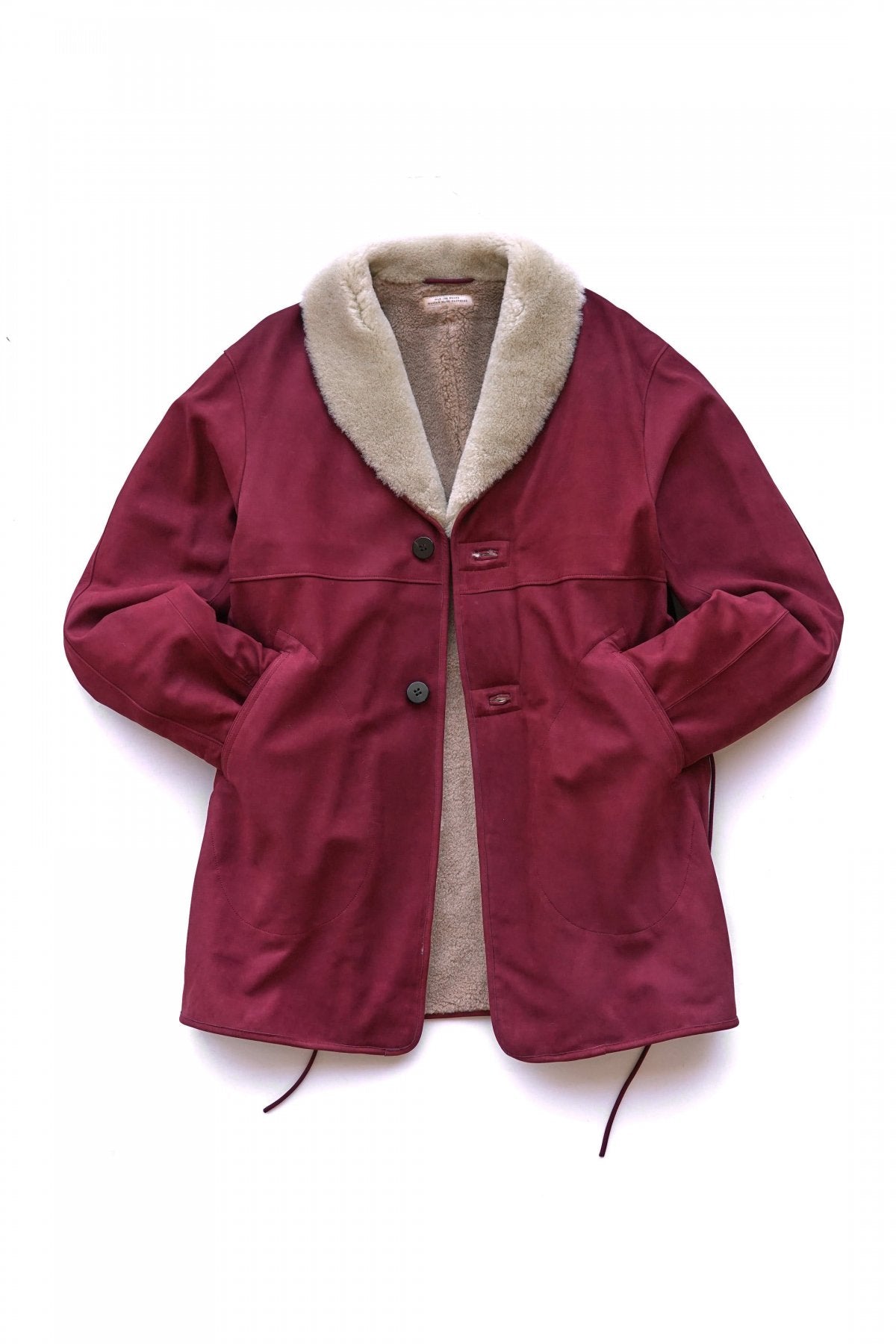 OLD JOE ★★★ - EXCLUSIVE GATHERING WAIST MOUTON COLLAR JACKET - BURGUNDY